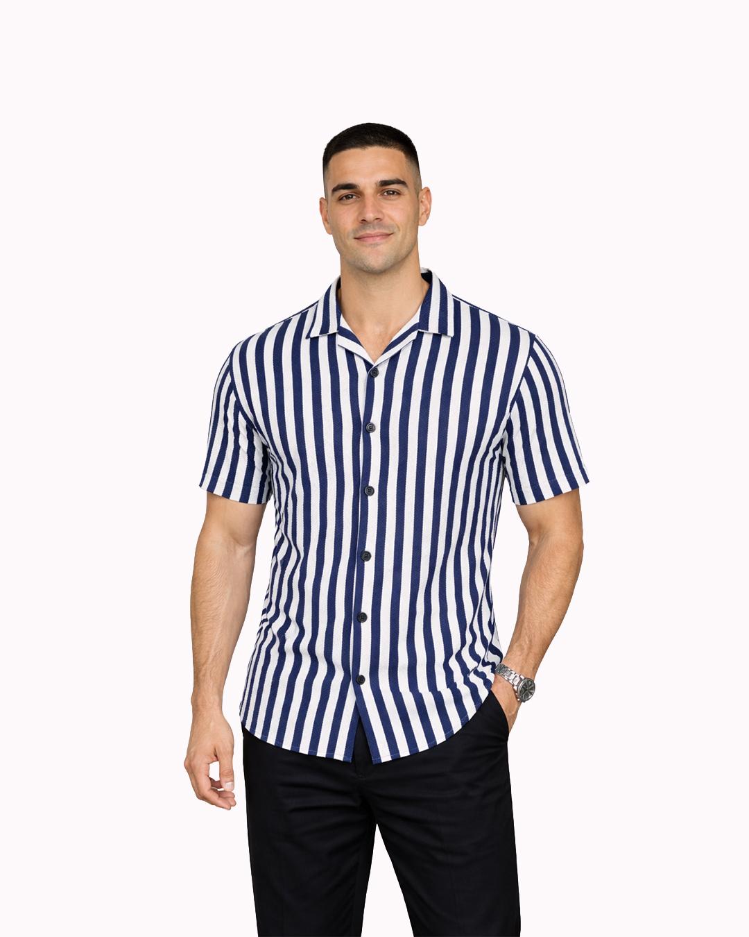 Men’s Resort Collar Striped Shirt thumbnail 2