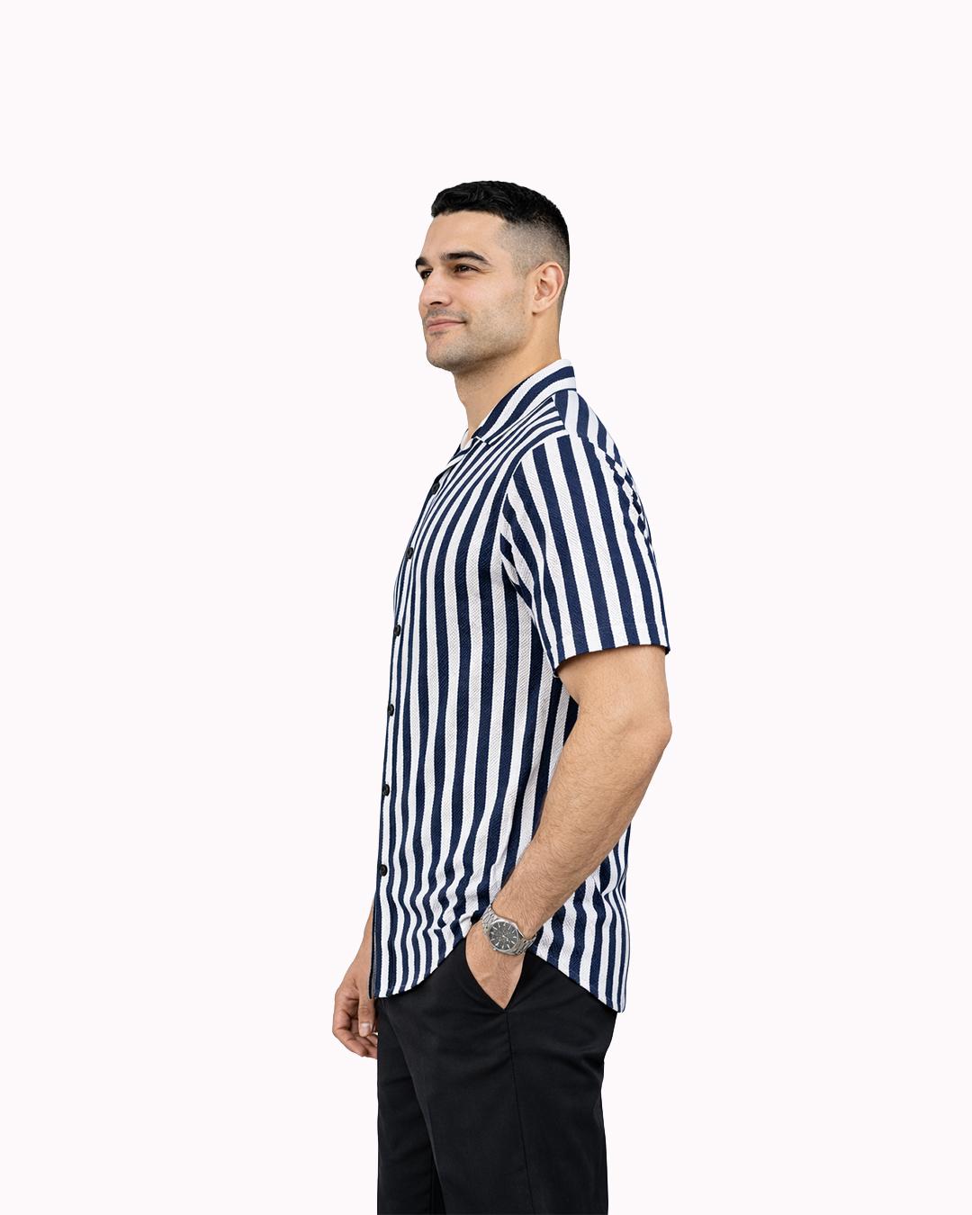 Men’s Resort Collar Striped Shirt thumbnail 4